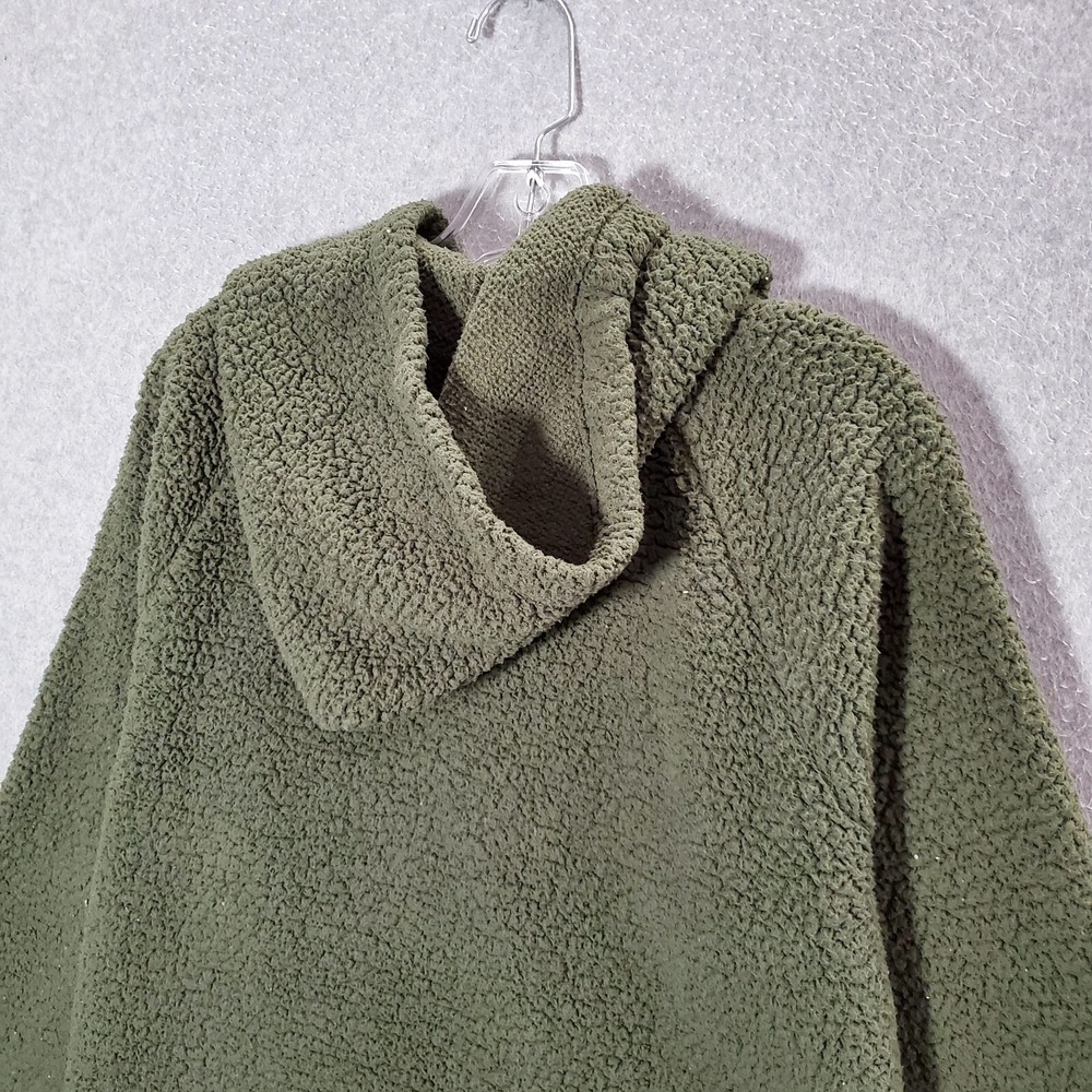 Pink Victorias Secret Men Sweatshirt Medium Olive Sherpa Hoodie 1/4 Zip Logo - Picture 6 of 9